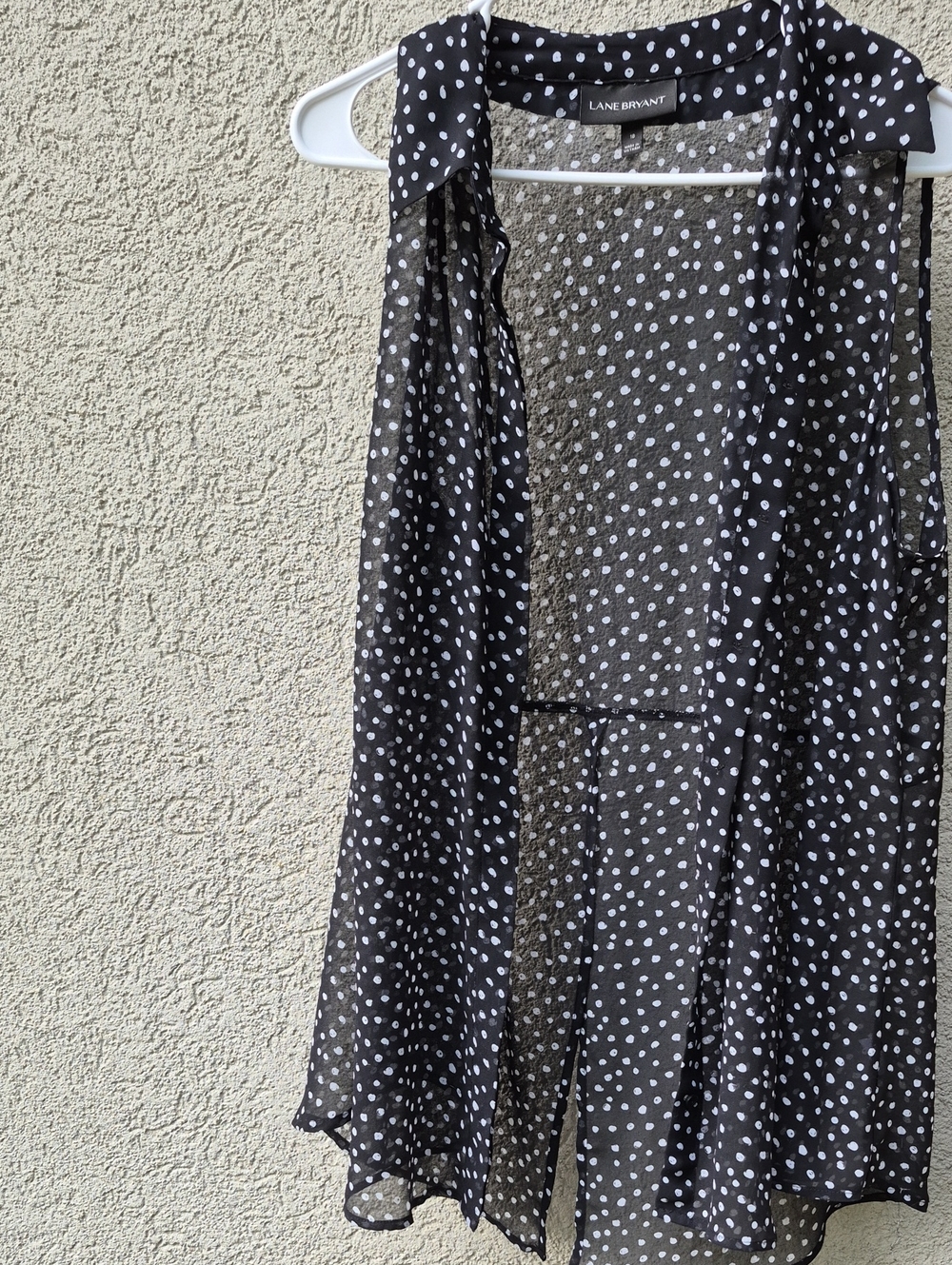 Lane Bryant Black Sheer Polka Dot Vest